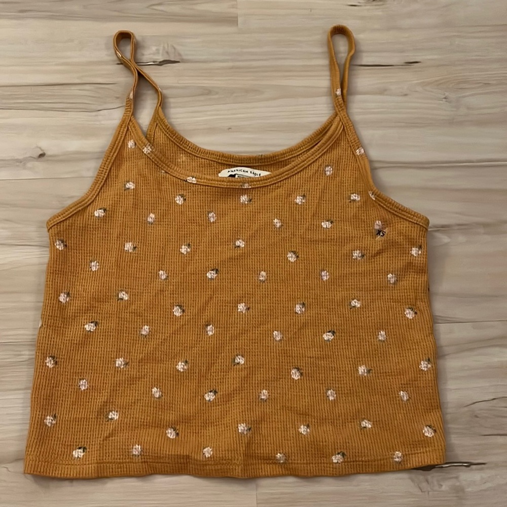 AE yellow floral tank top